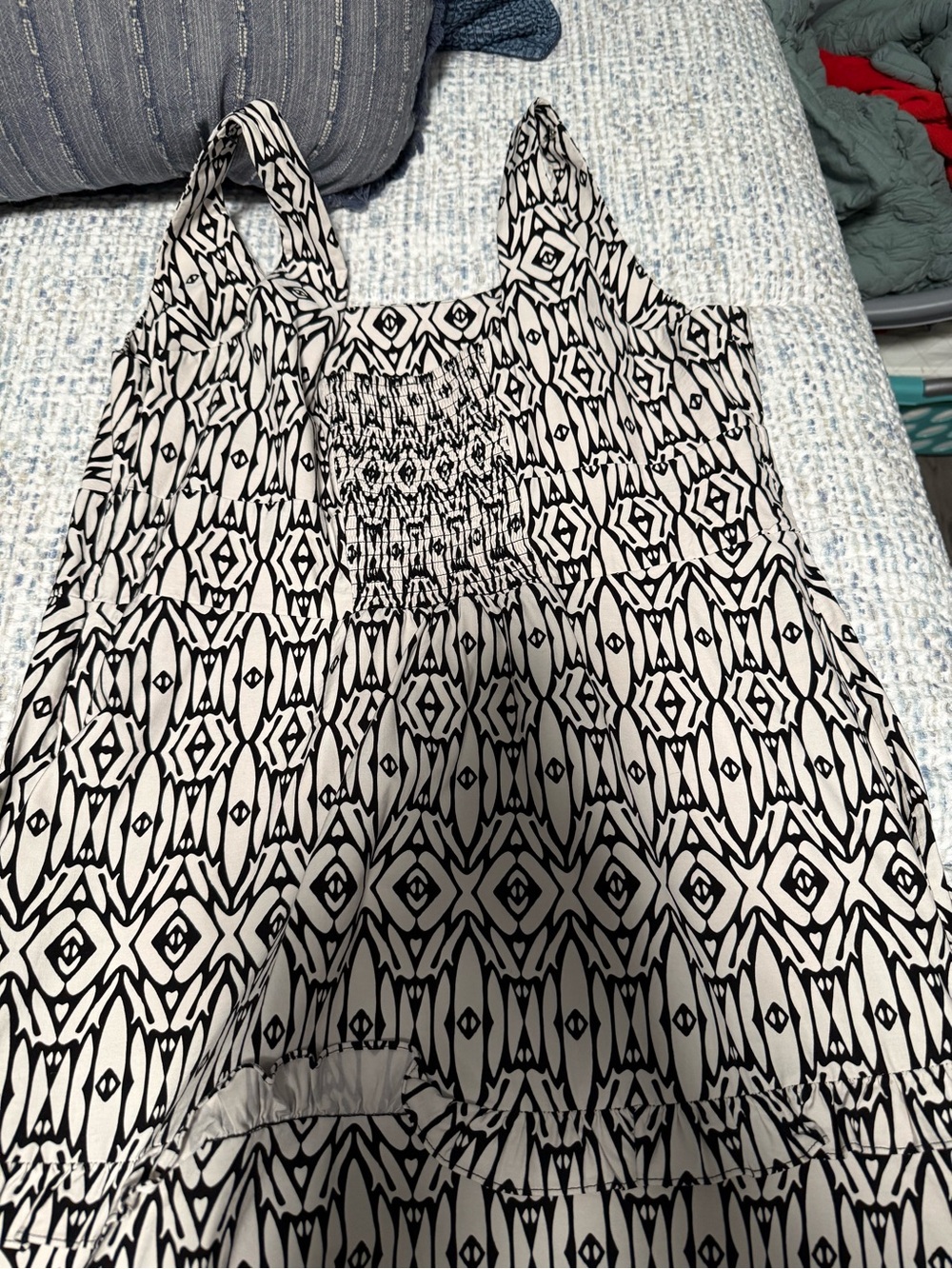 Anthropologie Black and White Geometric Midi Dress